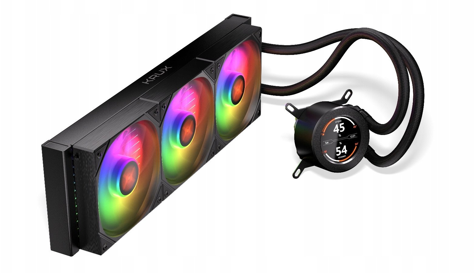 Ftohës uji për procesor Krux HydroGlance 360 LCD, radiator 360mm, ARGB, i zi