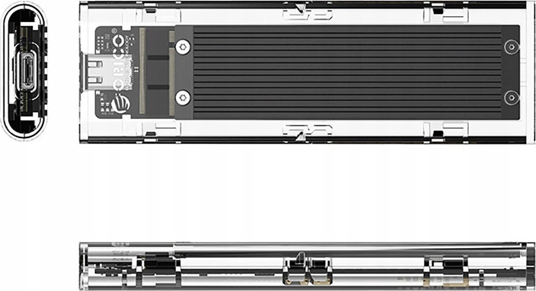 Kути за надворешен диск Orico TCM2-C3, M.2 NVMe во USB-C, 10Gb/s, проѕирна