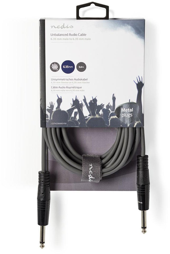 Kabllo audio Nedis OnStage, 6.35 mm mashkull në 6.35 mm mashkull, 5 m, gri