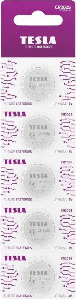 Bateri litium TESLA CR2025, 3V, set 5 copë