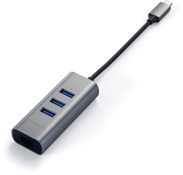 USB Hub Satechi USB-C 2in1 Ethernet, i hirtë