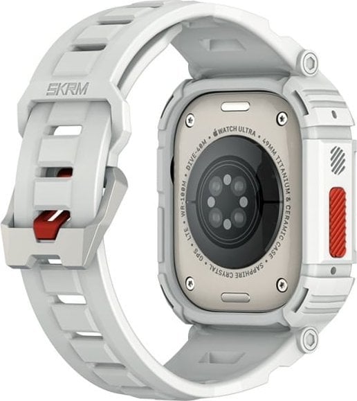 Rrip me kasë Skinarma Mecha 2 in 1 për Apple Watch 49mm, TPU, gri e çelët