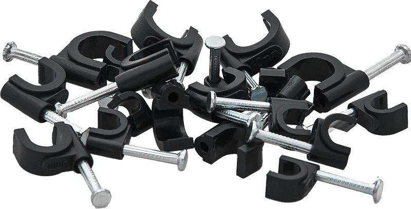 Mbajtës për kabllo të rrumbullakëta FLOP O 8, plastik, 100 copë, i zi