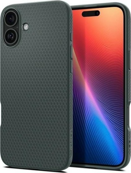 Mbulesë telefoni Spigen Liquid Air për iPhone 16, TPU fleksibël, Air Cushion, jeshile Abyss