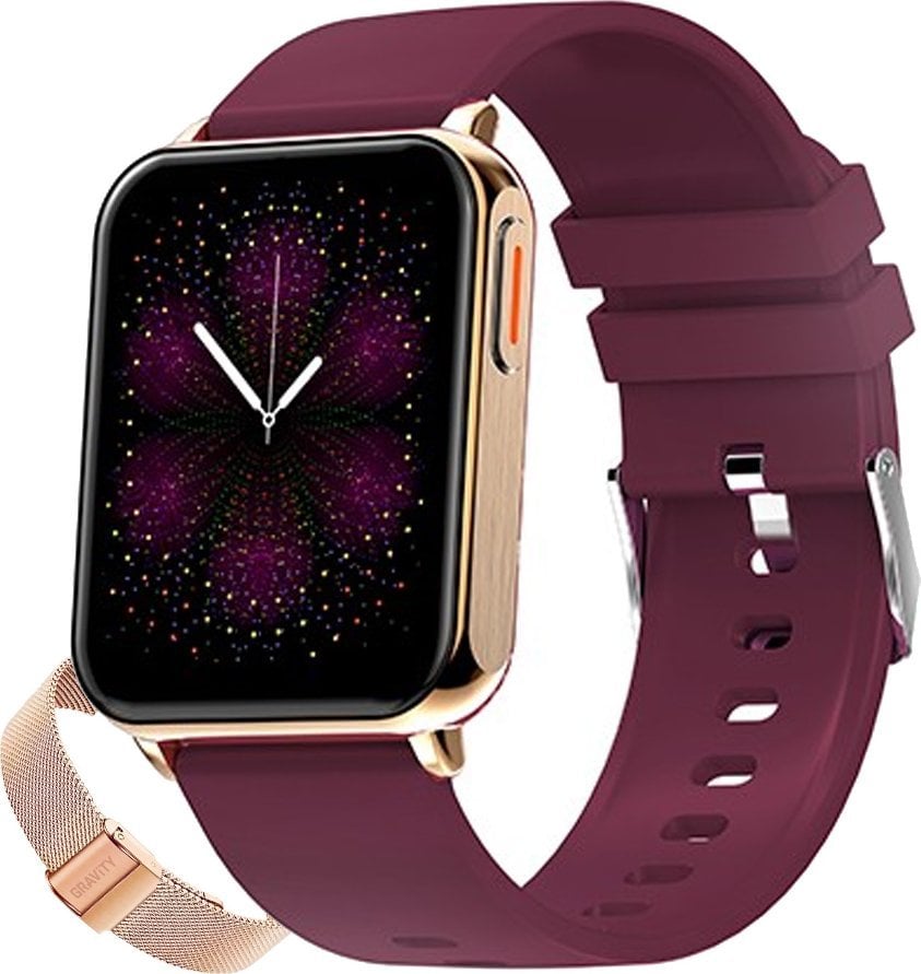 Ora inteligjente Gravity GT17-6, 2 rripa, rose gold burgundy