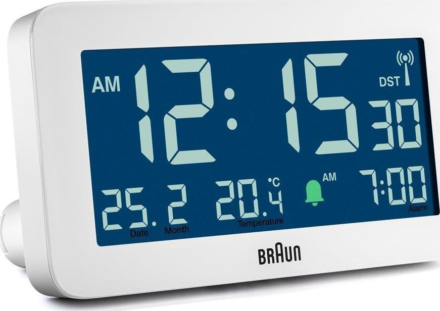 Radio me alarm Braun BC10 DCF, dixhitale, me ekran LCD, e bardhë