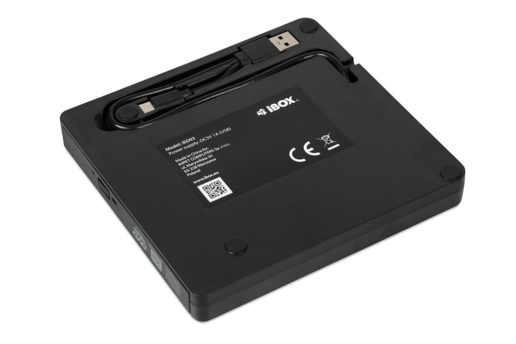 Disk optik i jashtëm iBOX DVD RW IED03, USB, 24x CD, 8x DVD, i zi