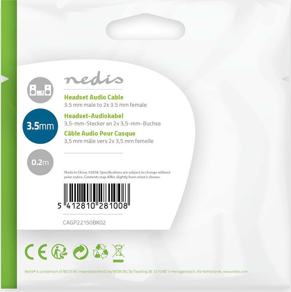 Адаптер аудио 3.5mm за слушалки и микрофон, делител, црн