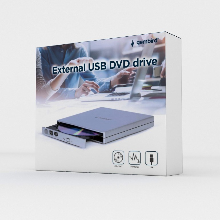 Lexues DVD i jashtëm Gembird DVD-USB-02-SV, USB 2.0, i argjendtë 