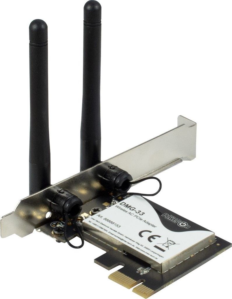 WiFi мрежна картичка Inter-Tech DMG-33, PCIe x1, 1300 Mb/s, црна