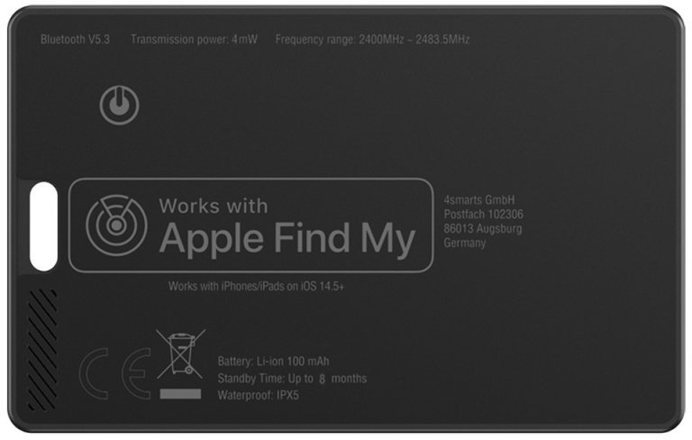 GPS gjurmues 4smarts SkyTag Card ReCharge, format kartelë krediti, i hollë 2mm, i bardhë