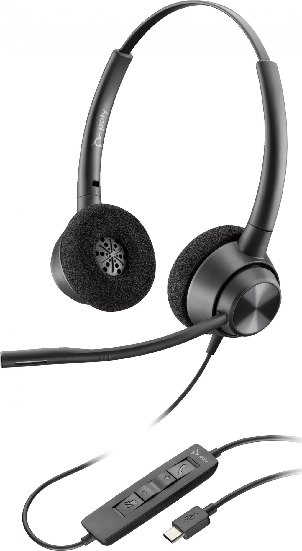 Kufje Poly EncorePro 320, mikrofon me anulim zhurme, profesionale për zyrë, të zeza