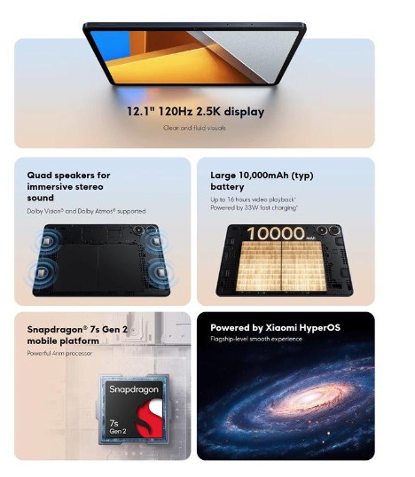 Таблет Xiaomi POCO Pad, 12.1\", 256GB, сив