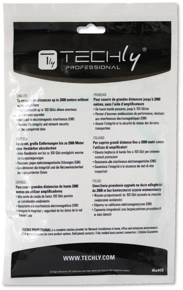 Kabllo fibër optike Techly ILWL D5 LCLC 030 OM4, LC LC, 3m, portokalli