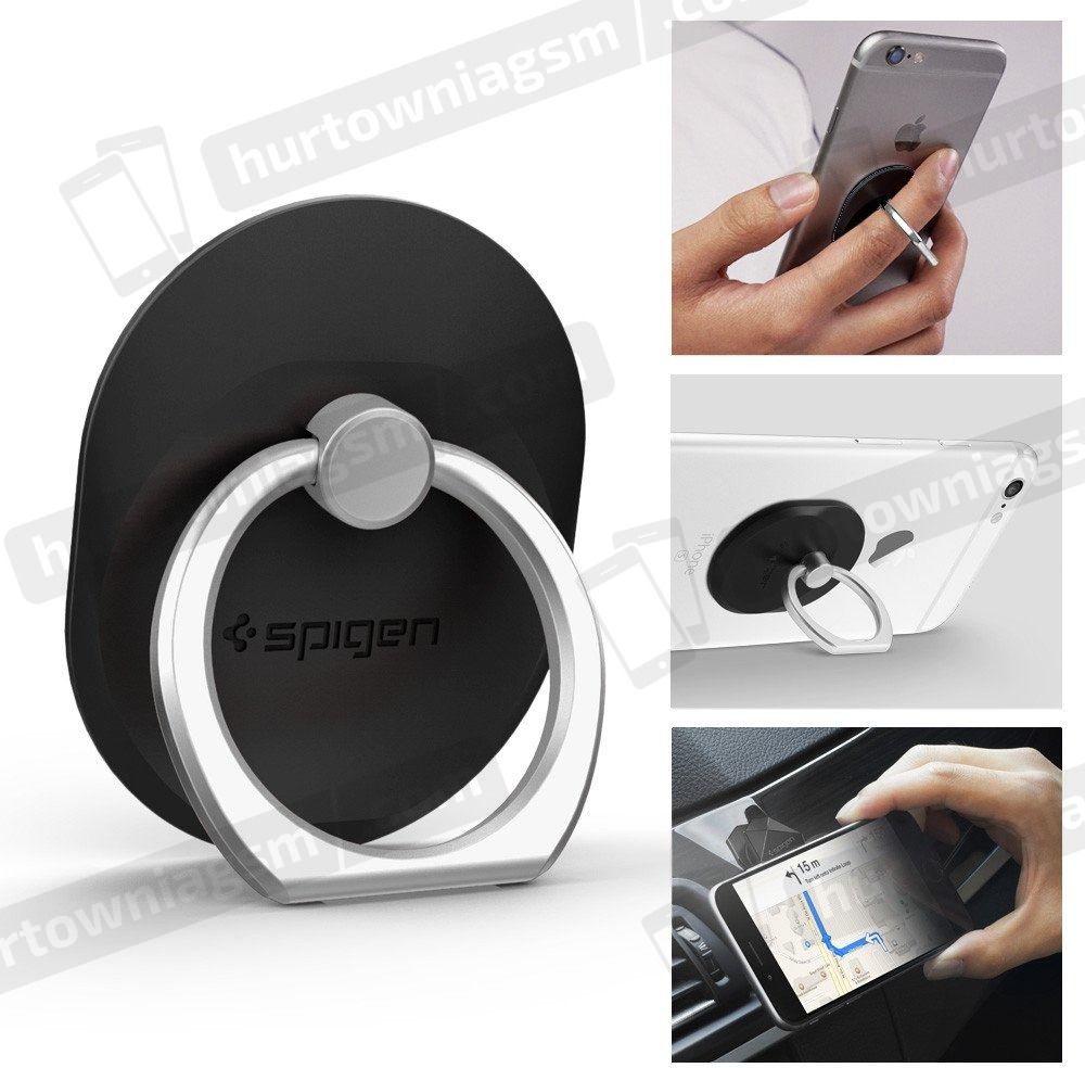 Mbajtëse unazë telefoni Spigen Style Ring, universale, me mbajtëse veture, e zezë