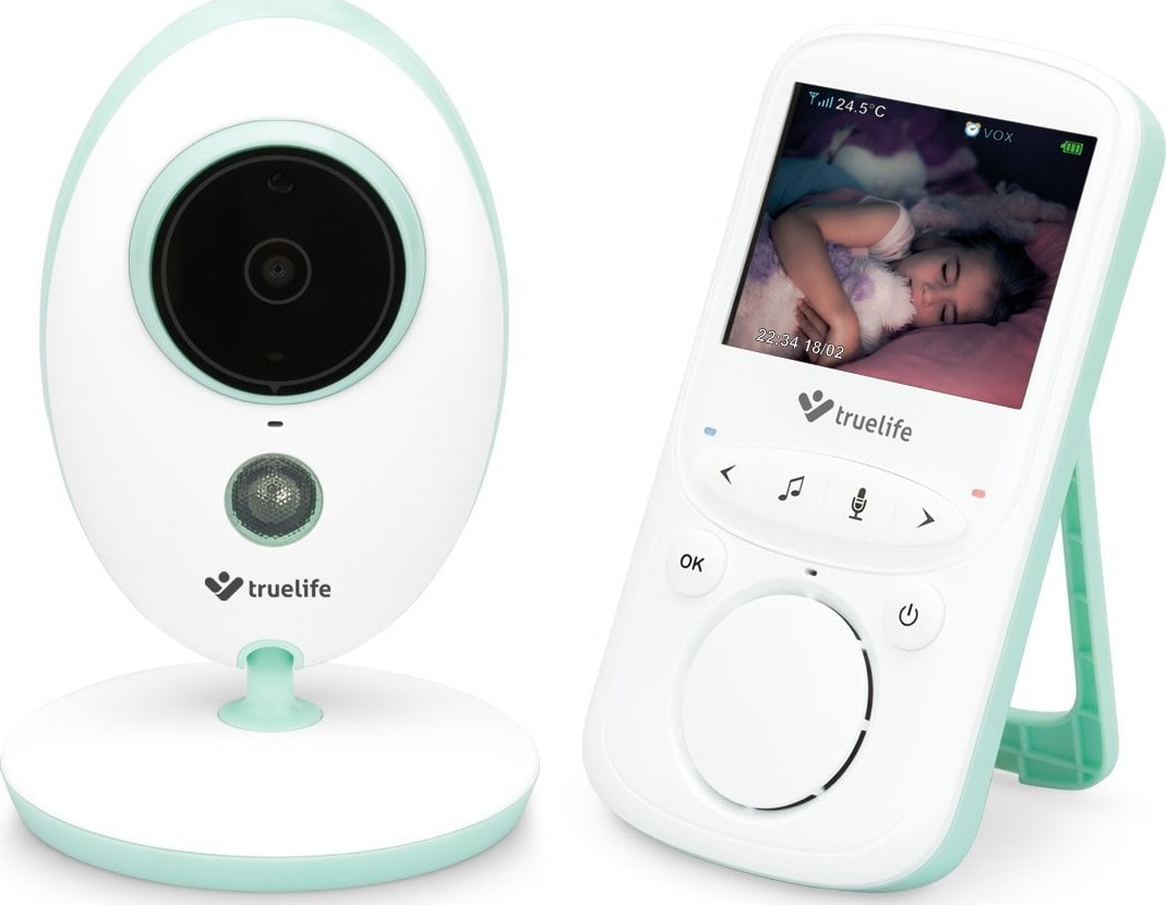 Бебифон Truelife Nanny Cam V24 Pro, екран 2.4\", поврзување 2.4 GHz, бела