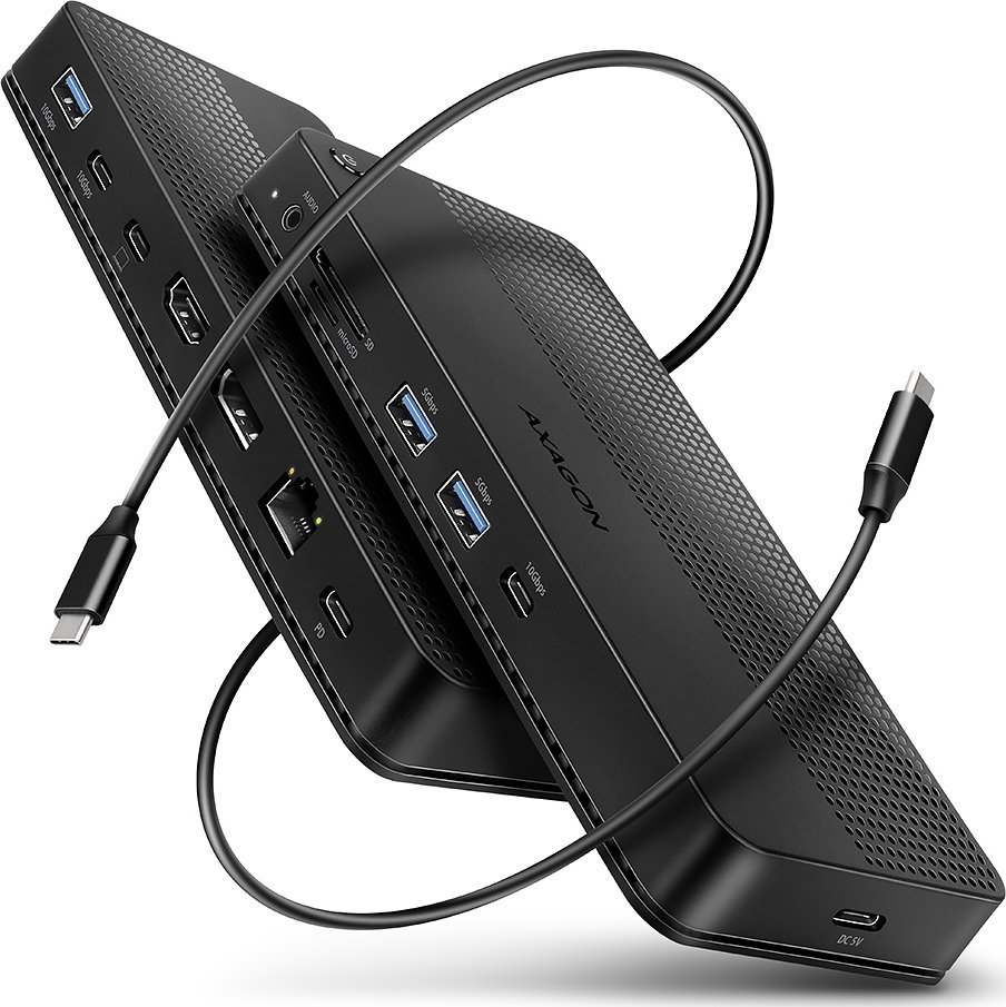 Docking station AXAGON HMC-U4, USB4 40Gbps, HDMI dhe DP 8K, gri