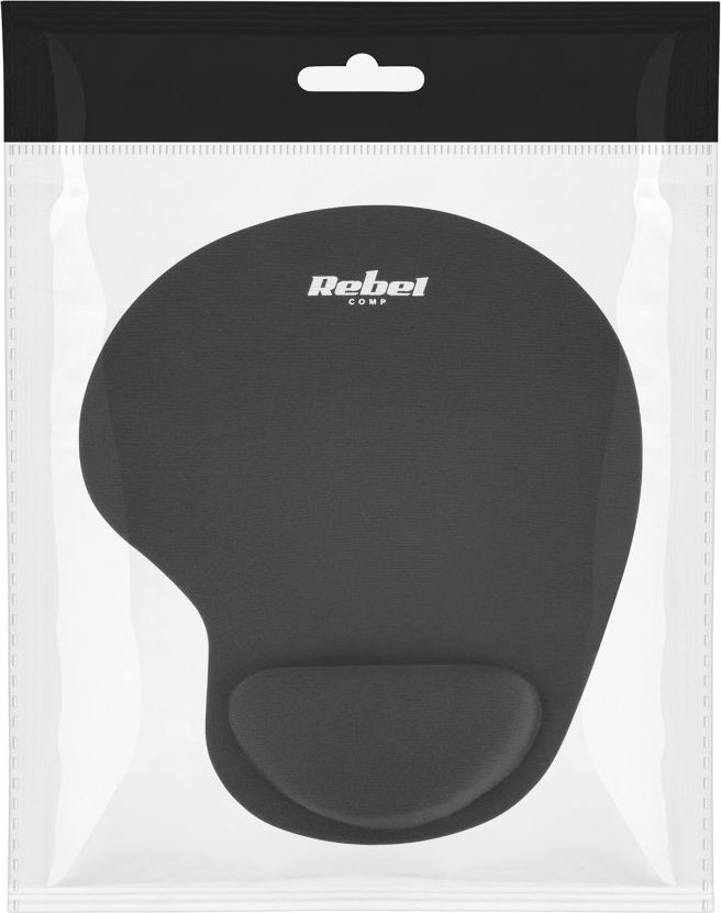 Mousepad Rebel KOM1191, ergonomik, me mbështetëse për kyçin, i zi