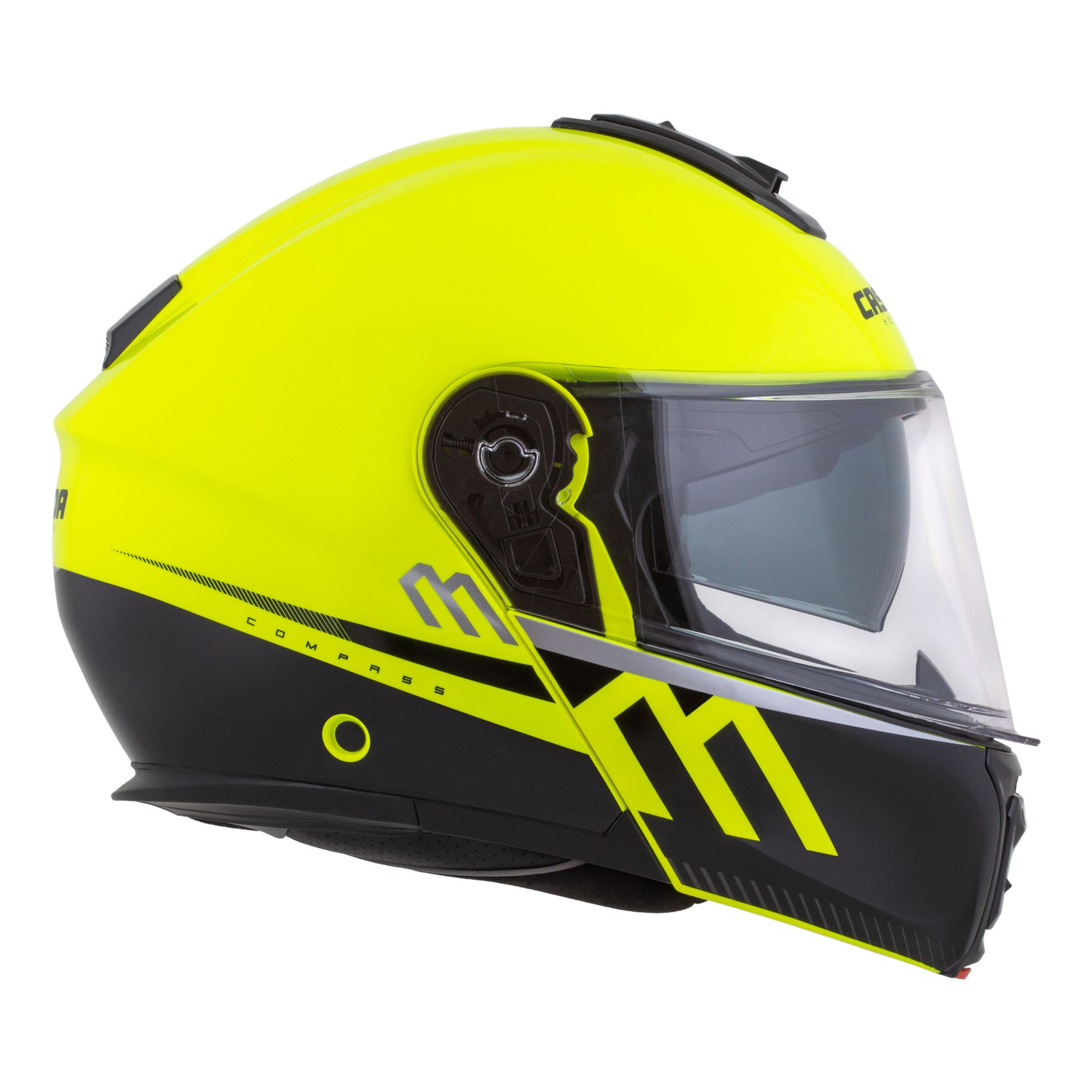 Helmetë moto Cassida Modulo 2.1 Compass, flip up, Pinlock ready, e verdhë fluo e zezë