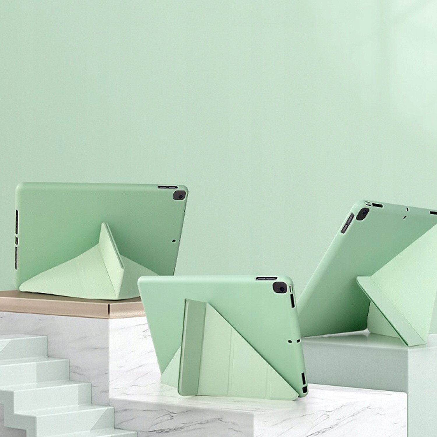 Mbrojtëse tablet për iPad Air 11 Gen 6, kapak trefish, lëkurë eko, jeshile
