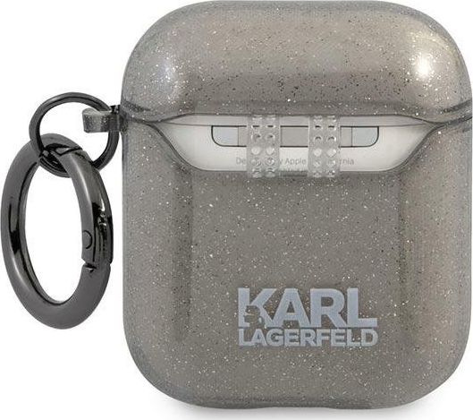Mbrojtëse Karl Lagerfeld KLA2UKHGK, për AirPods 1/2, efekt glitter, gri