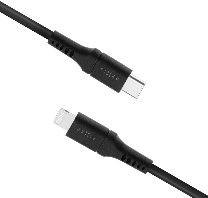 Kabllo për të dhëna dhe karikim FIXED USB-C - Lightning, MFi, PD, 2 m, e zezë