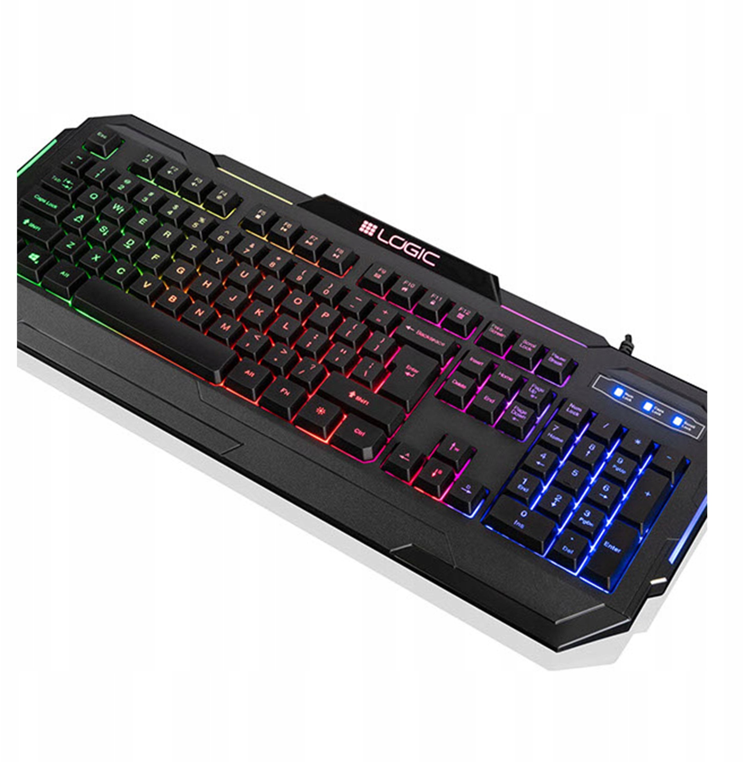 Tastierë gaming LOGIC LC-STARR-TWO, USB, ndriçim RGB, QWERTZ DE, e zezë