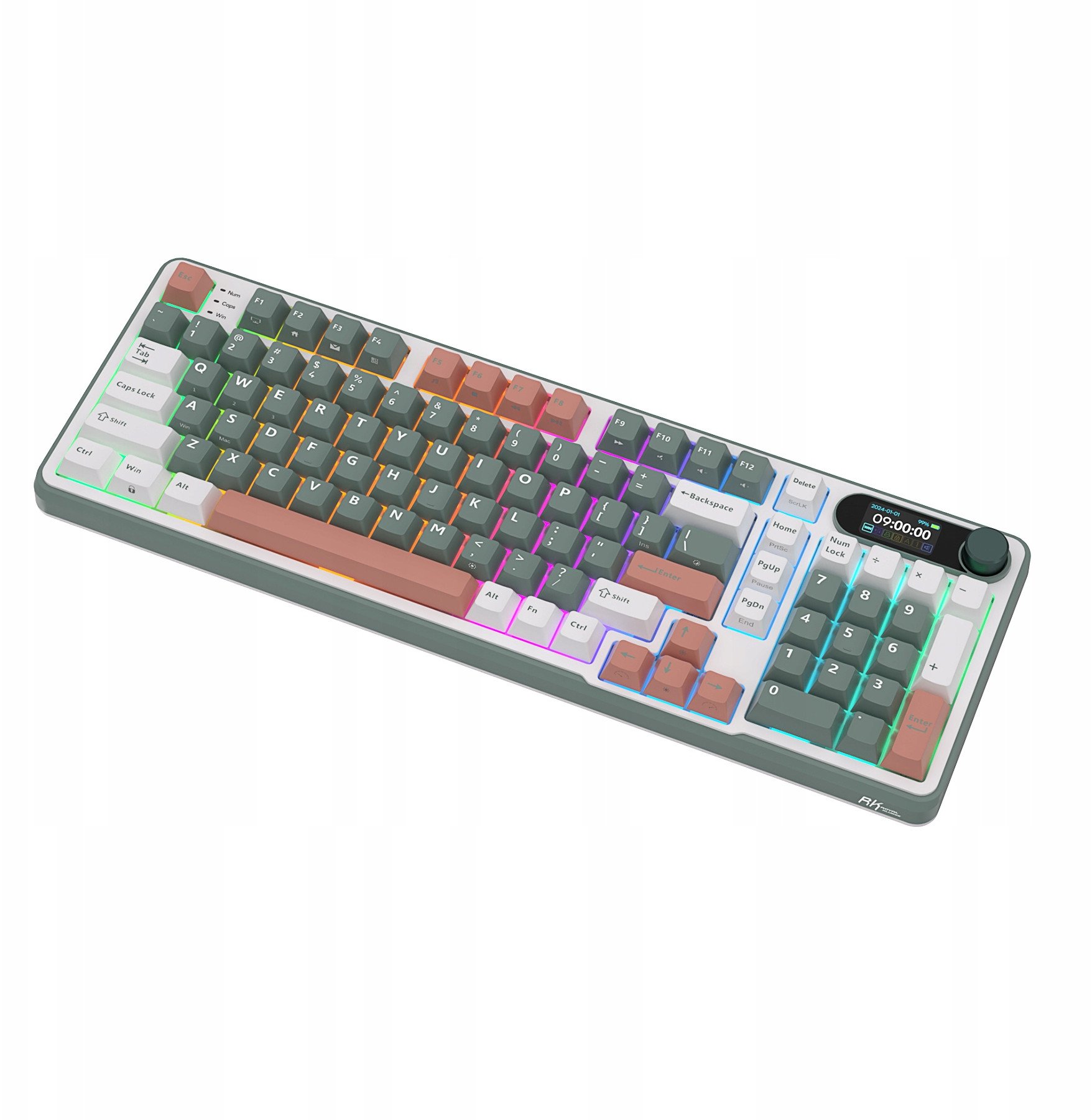 Tastierë mekanike RK ROYAL KLUDGE S98, 98 taste, ekran TFT, RGB, BT 5.0 2.4G USB C, e zezë