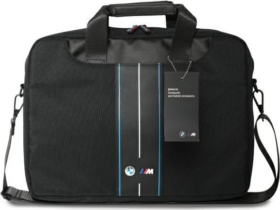 Çantë laptopi BMW BMCB15COMPVSKL, 16", najlon, e zezë me vija blu
