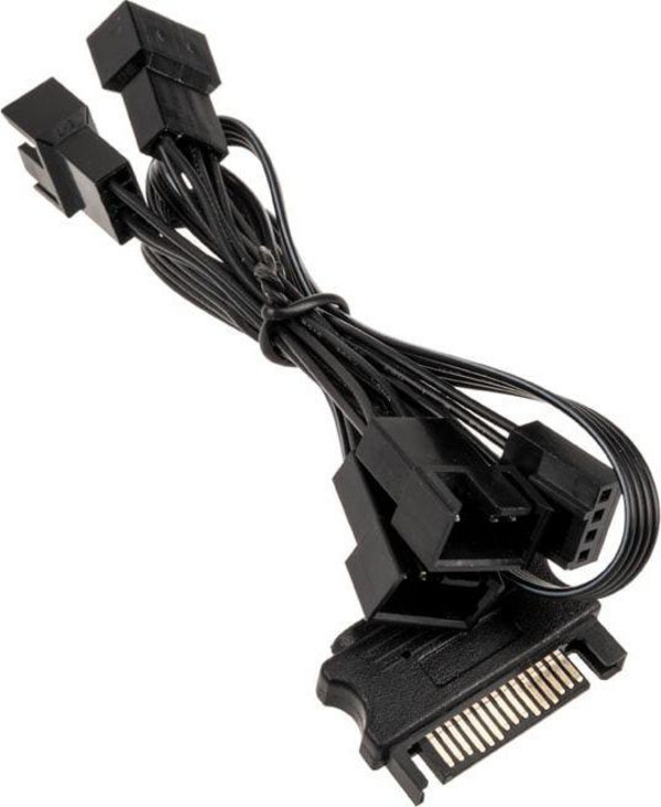 Kabllo splitter ventilatorësh Kolink PGW-AC-KOL-049, 4-pin PWM + SATA në 4x 4-pin, 0.35m, e zezë