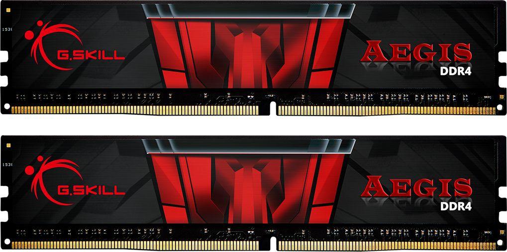 Memorie G.Skill Aegis, DDR4, 16 GB, 3200MHz, CL16 (F4-3200C16D-16GIS), e zezë / kuqe
