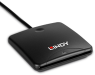 Читач на картички LINDY USB 2.0 Smart Card Reader, USB 2.0, компактен, црн
