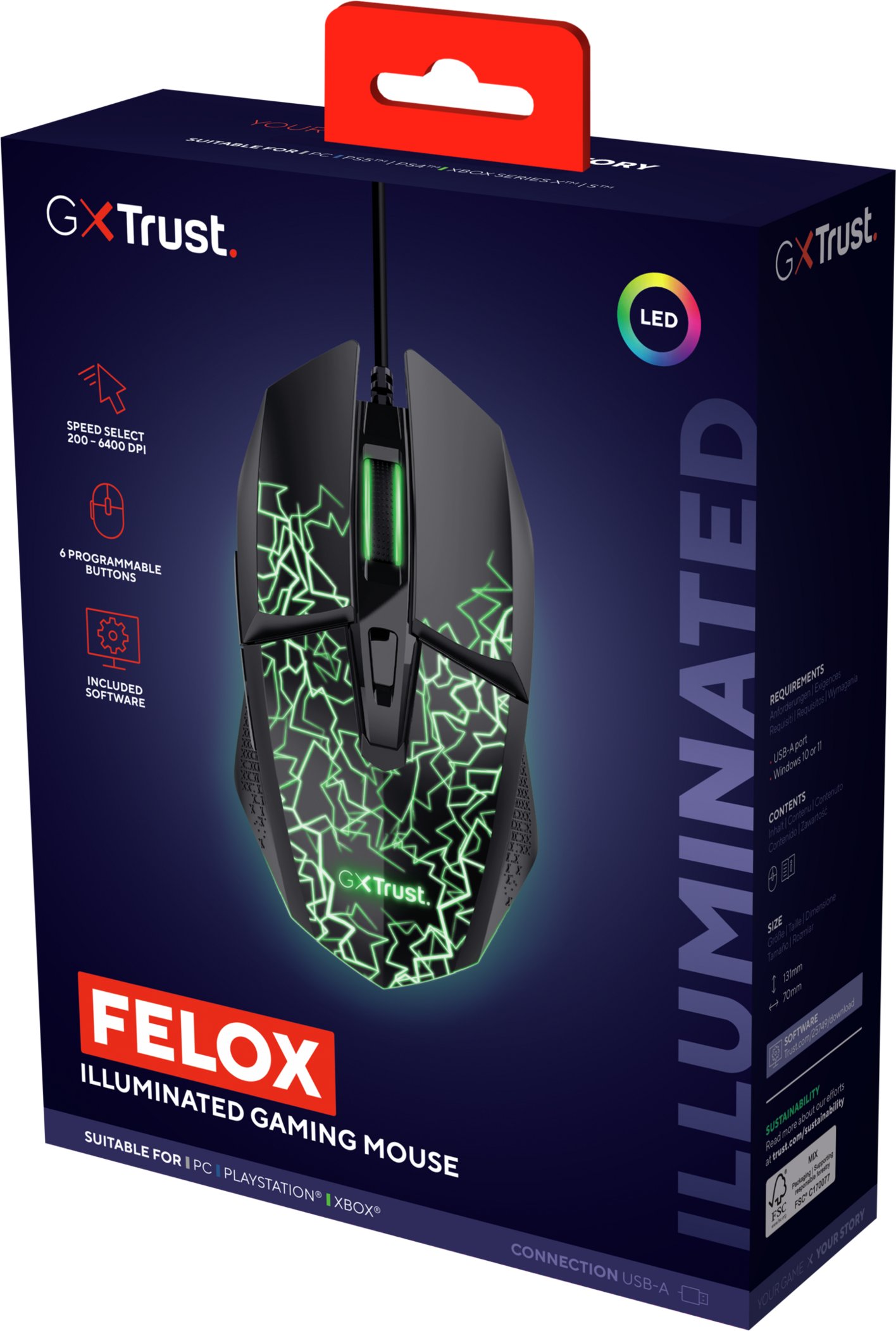 Maus gaming Trust GXT 113 Felox, ergonomik, DPI i rregullueshëm, i zi