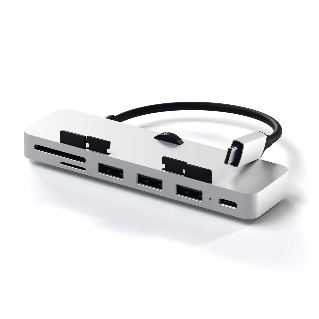 USB Hub Satechi USB-C Clamp Pro, i argjendtë