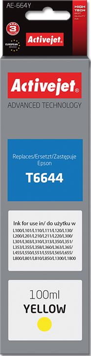 Ngjyrë printeri Activejet Ink AE-664Y, e verdhë