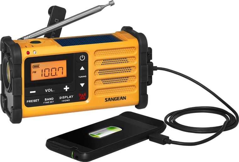 Radio emergjence Sangean MMR-88 DAB+, DAB+ FM, karikim solar dhe me dorezë, e verdhë