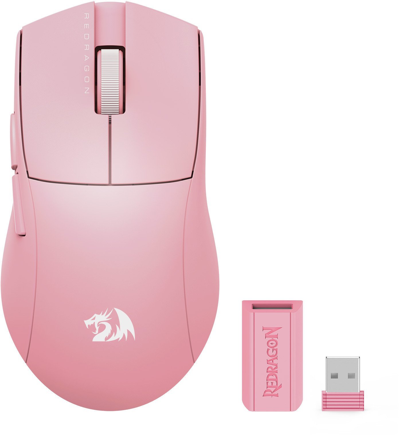 Maus за гејминг Redragon K1NG M916P LIT 1K, безжичен и со кабел, 49 g, розов