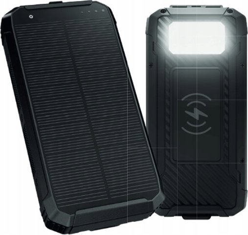 Power bank Platinet 10000mAh, karikim wireless 15W, panel diellor, i zi