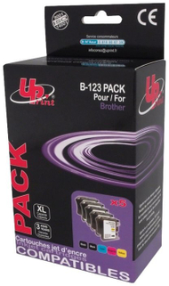 Кертриџи со боја ЈуПринт Брадр LC123 Мултипак, сет 4 парчиња, за Брадр LC121 LC123 LC125 LC127, повеќебојни