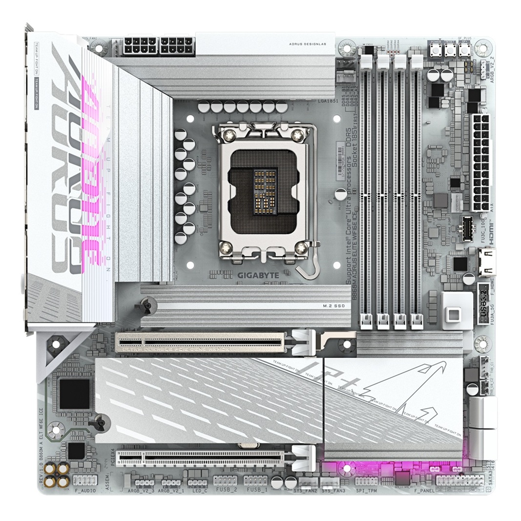 Pllakë amë Gigabyte B860M AORUS ELITE WIFI 6E ICE, Micro-ATX, LGA 1851, DDR5, e bardhë