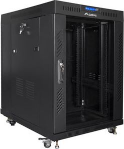 Стоечка мрежна кутија Lanberg Standing 19" 15U, до 800 kg, со вентилатори, црна
