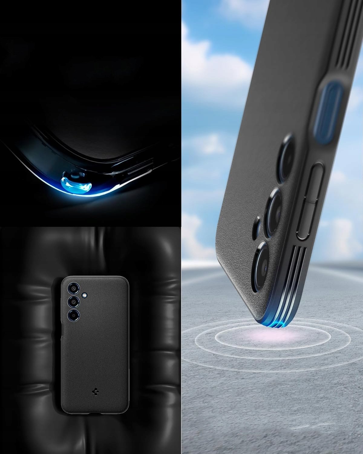 Këllëf telefoni Spigen Essential SandBlast për Samsung Galaxy M35 5G, mbrojtës, i zi