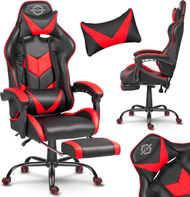 Karrige gaming Sofotel Cerber, me mbështetëse këmbësh, e kuqe