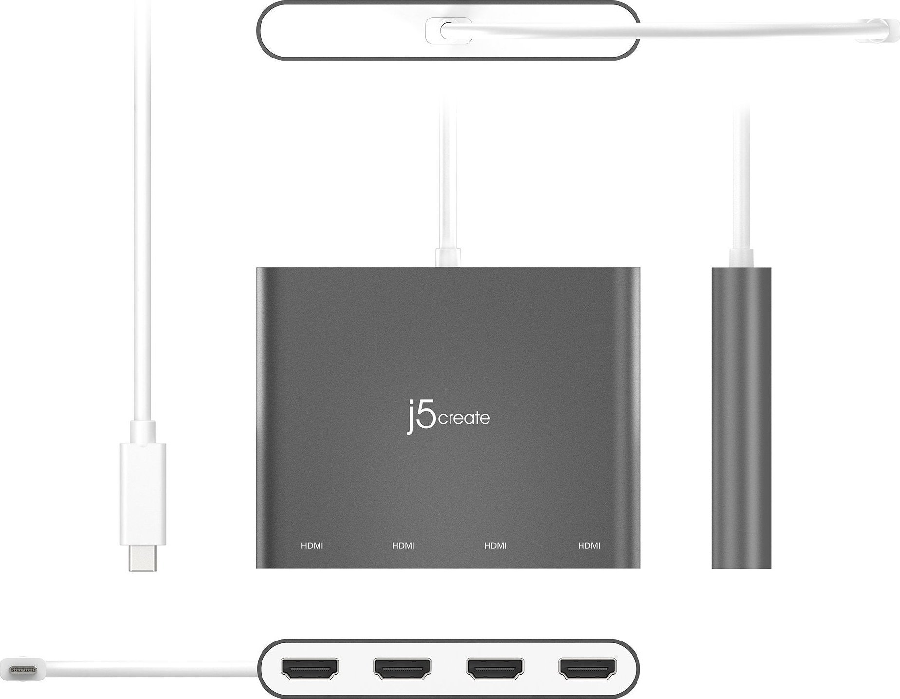 Stacion dokimi j5create JCA366-N, USB-C, deri 4 ekrane HDMI, i bardhë