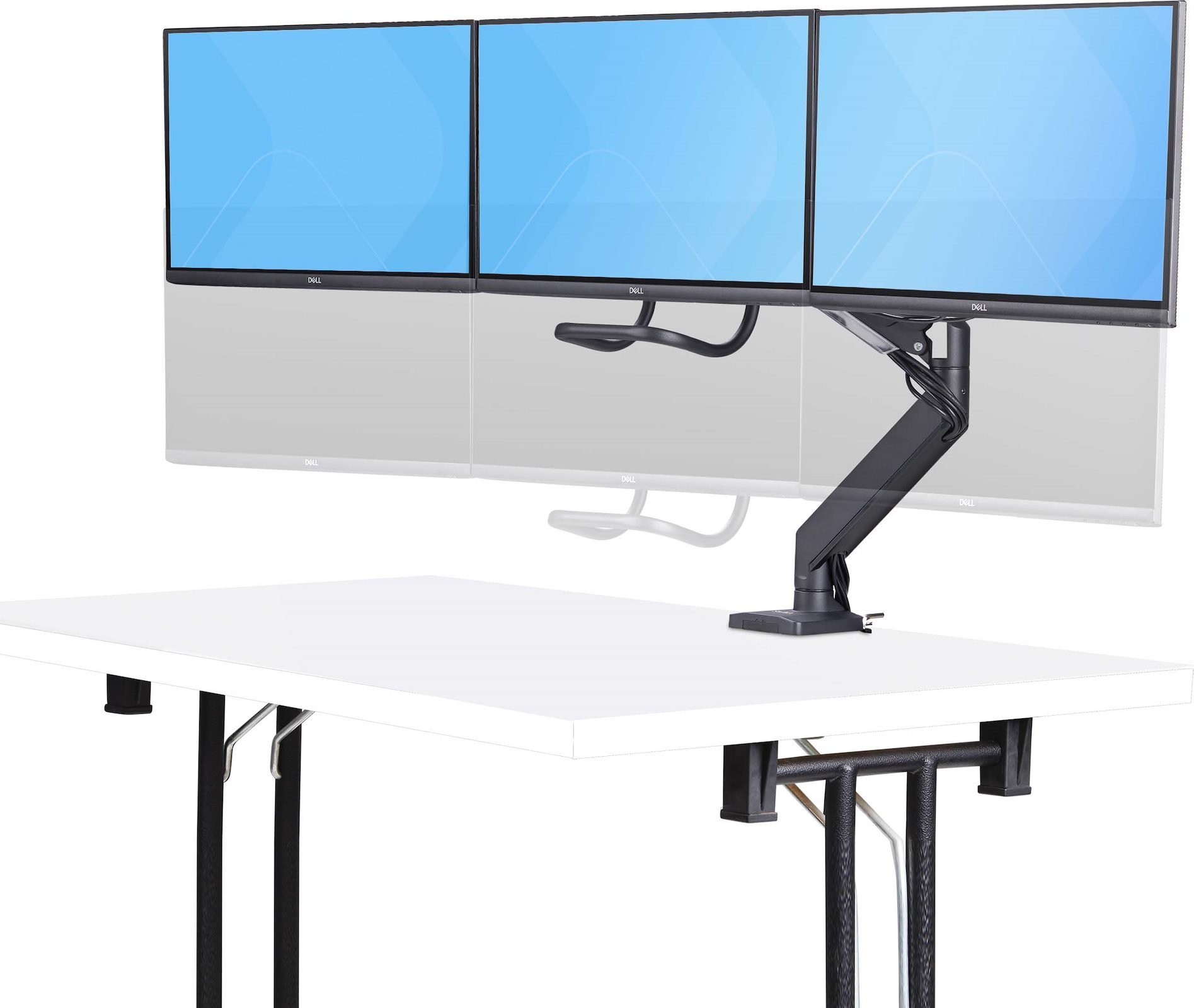 Mbajtëse tavoline për 3 monitorë StarTech.com Crossbar, deri 27", VESA 75x75/100x100, e zezë