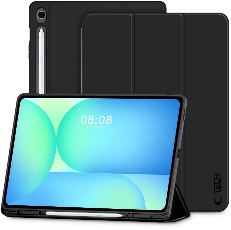 Mbulesë tablet Tech-Protect SmartCase Pen Case për Samsung Galaxy Tab S10 FE Plus, silikoni, funksion qëndrimi, e zezë