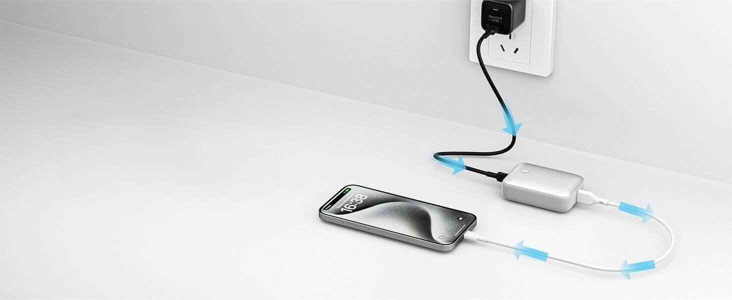 Power bank Aukey Spark Mini, 10000mAh, 20W USB C USB A, i bardhë