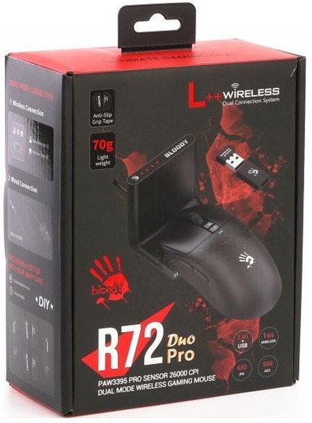 Mouse gaming A4Tech Bloody R72 Pro Duo, PAW3395, wireless dhe USB, i zi