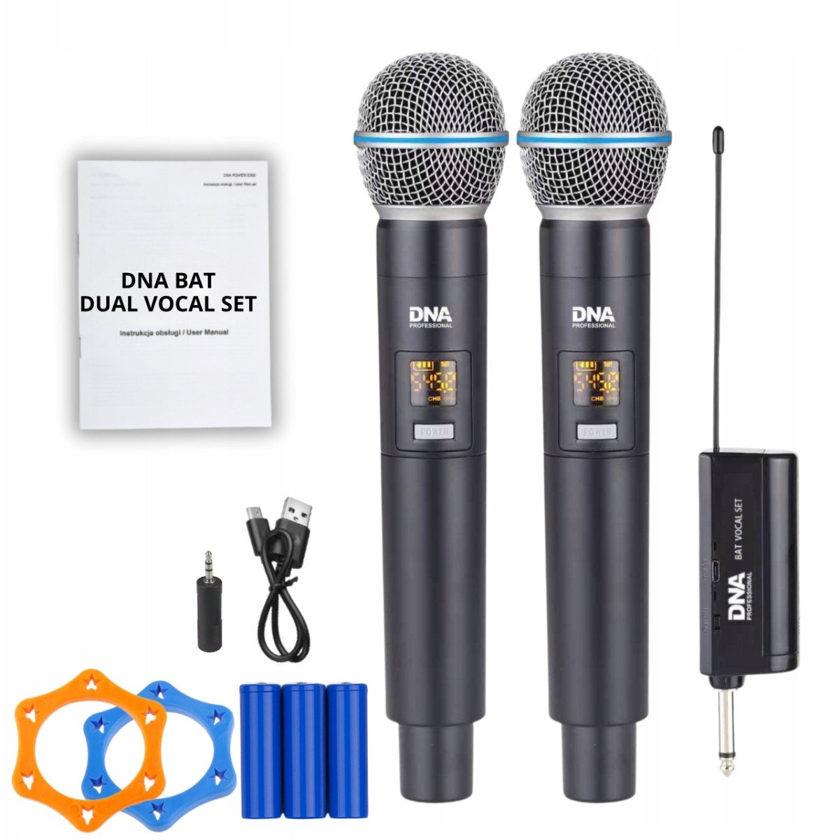 Sistem mikrofoni pa tela DNA BAT Dual Vocal Set, UHF 518–542 MHz, 2 mikrofona dore, i zi