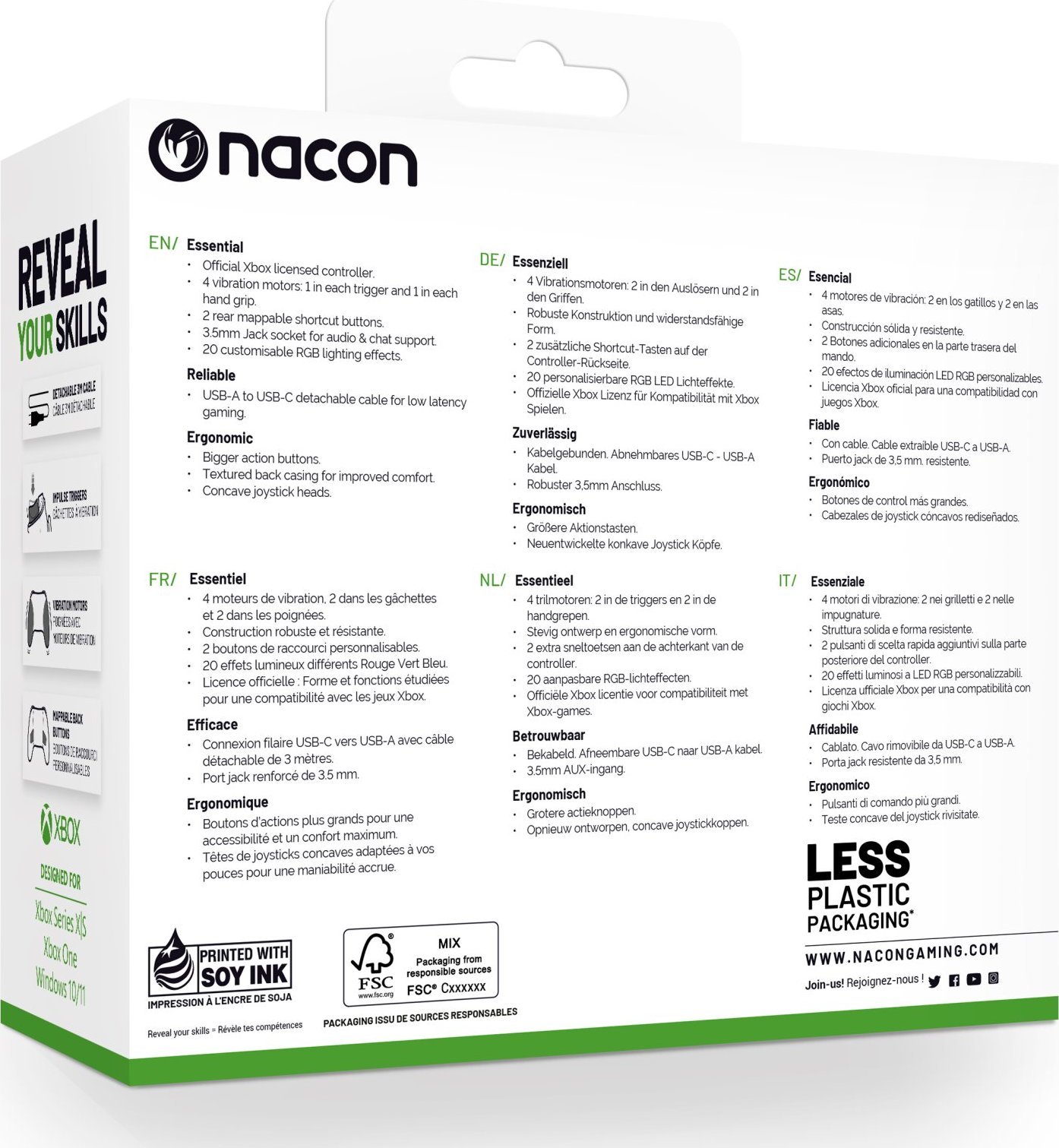 Gamepad Nacon Evol X Pro, me kabllo, ergonomik, i zi